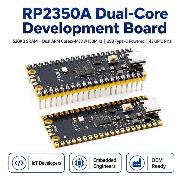 USB C RP2350 Zero Development Board Kit Dual Core Cortex-M33 RISC V 150Mhz 520KB SRAM 4MB Flash