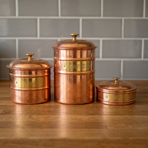 Copper Food Container Set With Lid Classic Round Design Polished Finish Keep Fresh <b>Storage</b> Boxes <b>Bins</b> - Product Image 3