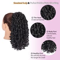 Queue de cheval bouclée noire à cordon de serrage pour femmes noires, extensions de cheveux synthétiques, queue de cheval bouclée avec 2 pinces