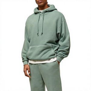 Sweat-shirt à capuche surdimensionné pour homme en polaire, couleur unie, décontracté, pour l'automne, manches classiques, respirant, design tricoté - Product Image 1