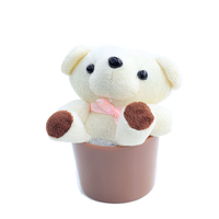Accesorios móviles de peluche personalizados, oso de dibujos animados, limpiador de pantalla de teléfono de oso blanco con llavero