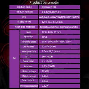 คูลเลอร์มาสเตอร์ T400 พัดลมระบายความร้อนซีพียูคูลเลอร์ RGB แอร์คูลเลอร์คอมพิวเตอร์พีซีสำหรับเอเอ็มดี AM4/อินเทลแอลจีเอ 1200 1151 1155 - Product Image 6