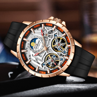 Montre mécanique entièrement automatique pour hommes série étoiles boîtier saphir Silicone à la mode conception creuse montre d'affaires étanche