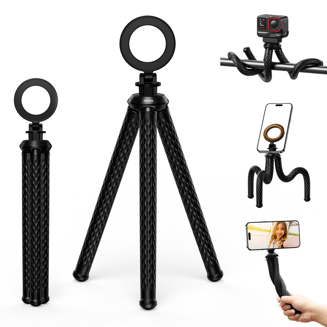 Telesin Deformable Flexible Octopus-shape Phone Shooting Holder Cellphone Quick Release Magnetic Tripod Foldable Selfie Sticks