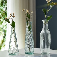 Mini vase en verre côtelé vintage, vase à fleurs texturé pour table, vase décoratif pour la décoration de la maison