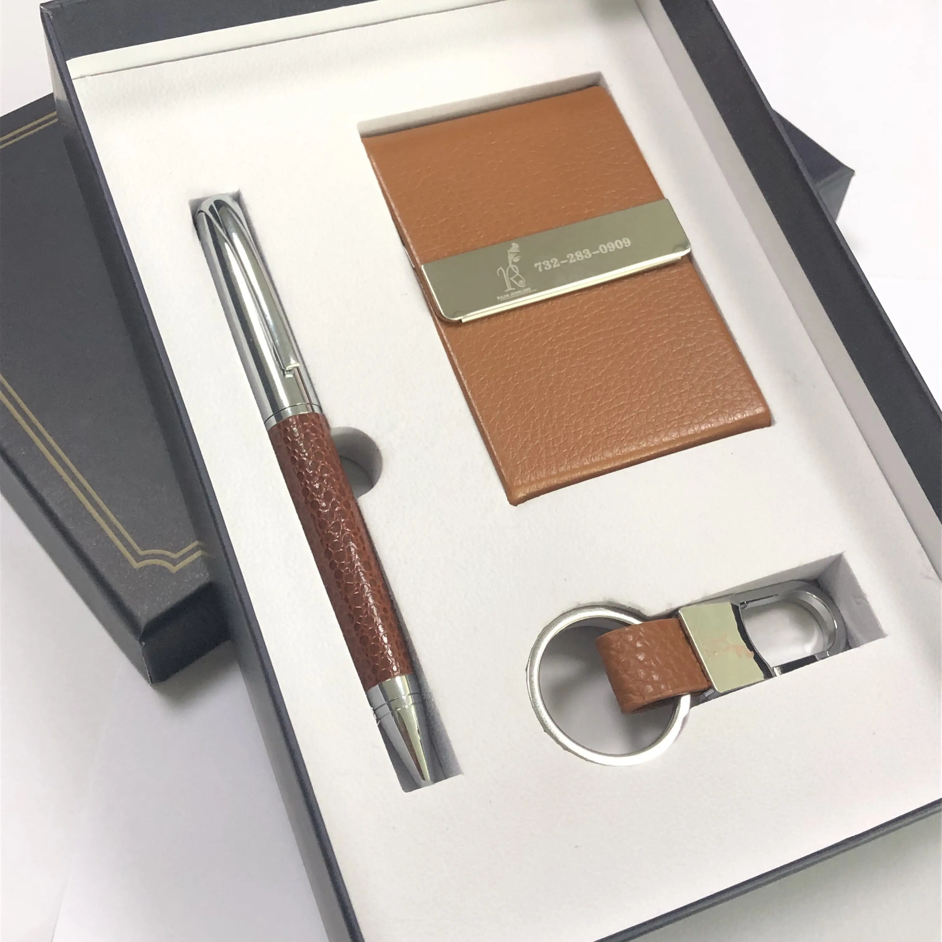 Fabrika özel Logo baskı ciltli deri yaşam günlük dergi planlayıcısı ahşap kurumsal dizüstü anahtarlık kalem hediye kutu seti