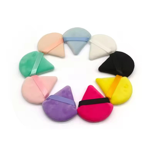 Houppette triangulaire en velours personnalisable avec logo, lavable, double usage, éponge douce pour le maquillage du visage et des yeux - Product Image 2