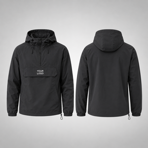 Custom <b>Pullover</b> Jacket <b>Men's</b> Lightweight Windbreaker Water Repellent Anorak Quarter Zip Jacket OEM ODM Manufacturer - Product Image 3