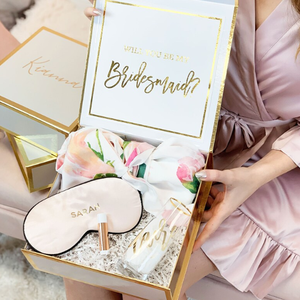 Kotak Pengiring Mempelai Wanita, Kotak Hadiah Kustom Mewah, Kotak Pengiring Pengantin Pribadi dengan Teks Lapis Emas - Product Image 2