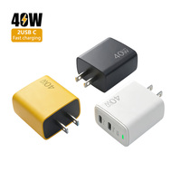 Chargeur rapide 40W double Type-C PD 3.0, prise US, adaptateur secteur haute efficacité ignifuge pour iPhone 15 et écouteurs