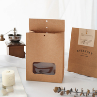 Sac en papier kraft pliable à fenêtre transparente rectangle avec pointe de carte numérique pour biscuits Nougat collations cadeaux Logo personnalisé en gros