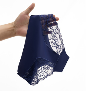 Wholesale <b>Women</b> Mid-Rise Brief <b>Panties</b> Knitted Rose Floral Lace Sheer Mesh Breathable Quick Dry Sexy Intimate Underwear OEM ODM - Product Image 4