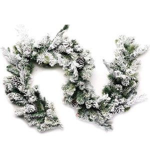 Guirlande de Noël enneigée avec des cônes et des aiguilles de pin, 270 cm, pour les escaliers, les vitrines et les présentoirs - Product Image 1
