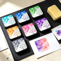 Tampon encreur DIY à encre réactive à l'eau pour papeterie, tampon de fond carré, tampon encreur à base d'eau pour loisirs créatifs sur papier