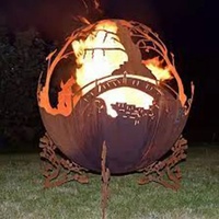 Boule de foyer décorative découpée au laser pour le camping, portable, pour l'extérieur, en acier résistant aux intempéries avec revêtement en poudre