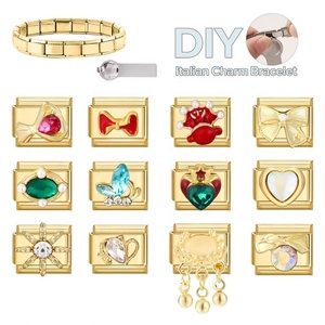 Italian Module Stainless Steel Jewelry Set DIY Gold Patch Vintage <b>Bracelet</b> with Exquisite Creative Pendant Fashion Accessories - Product Image 4