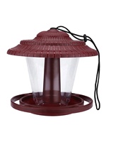Mangeoire pour oiseaux sauvages en plastique PP, suspendue, alimentation automatique, diamètre 19 cm x hauteur 17,5 cm avec toit pour jardin extérieur
