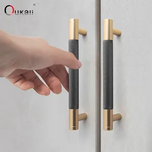 Gold Handle Hot Selling High Quality Cabinet Level Handle Aluminium Door Lever Plate Accessories Knurled Handles