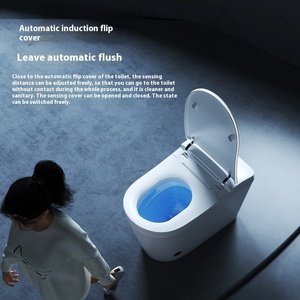 Ensemble de salle de bain intelligent en marbre avec application mobile, toilettes intelligentes à poser au sol, douche à capteur, chasse d'eau et ouverture du couvercle par geste de la <span class=keywords><strong>main</strong></span> pour lavabo - Product Image 4