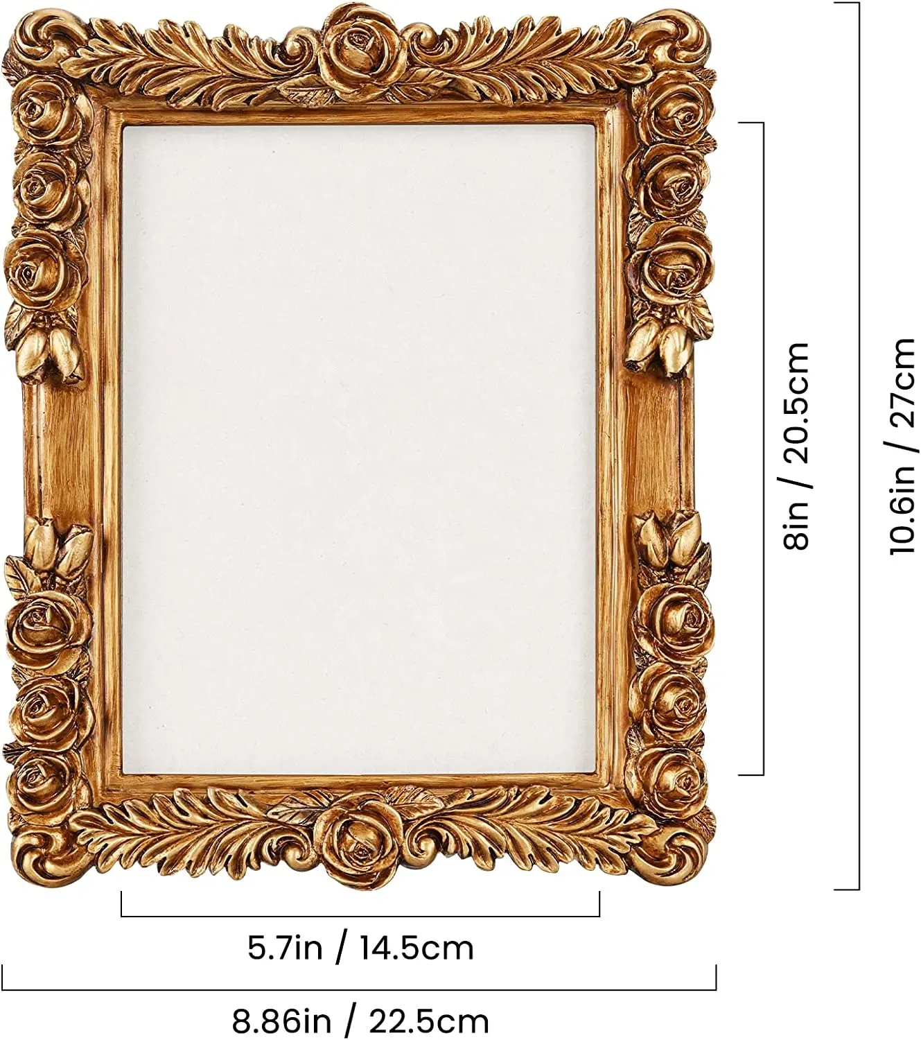 Custom Design Resin Photo Frame Vintage Roses Ornate Textured Hand Crafted Resin Picture Frame Tabletop Wall Display Resin Frame