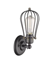 Applique murale industrielle noire à 2 lumières de style vintage Shinetime avec mini cage en fil métallique
