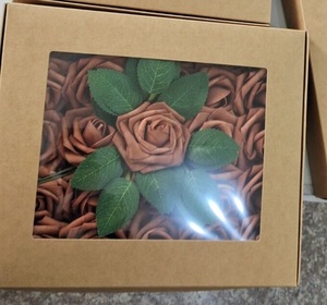 Kotak bunga mawar celup latar belakang dinding Flores palsu kepala mawar kuncup Hari Valentine dekorasi pernikahan DIY buatan PE 25pcs - Product Image 4