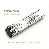 Industrial Available 1.25G SFP Fiber Module 80KM 1550nm Single Mode SMF Duplex LC DOM Monitoring Gigabit Optical Transceiver