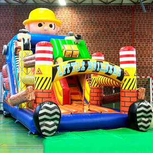 บ้านลมเป่าลมขนาดใหญ่สำหรับเด็กเล่นกลางแจ้ง รุ่น Little Builder พร้อมสไลเดอร์ - Product Image 1