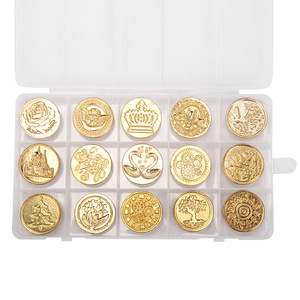 Boîte de rangement personnalisable à 15 compartiments pour tampons de cire à cacheter, en alliage de zinc durable, motifs rétro créatifs, pour loisirs créatifs - Product Image 3