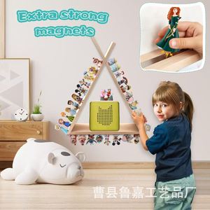Wooden Doll Display Rack Triangle Magnetic Figurine Storage <b>Wall</b> <b>Mounted</b> <b>Shelf</b> For Kids Birthday Decor - Product Image 3