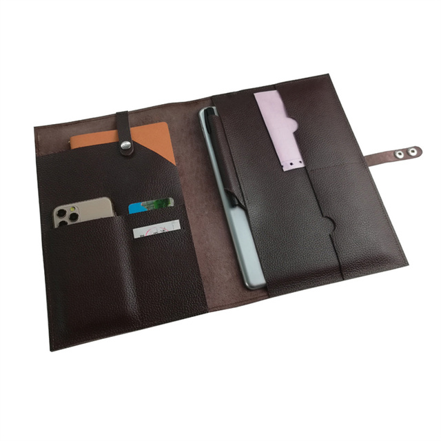Portable Leather Travel Portfolio Padfolio with Tablet Sleeves Compatible with iPad Pro 10.5 & 10.2 for Documents