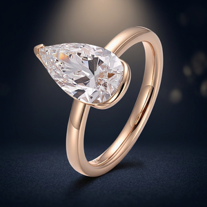 Bague de fiançailles solitaire Evanex de style luxueux avec diamant de laboratoire HPHT CVD taille poire certifié, halo caché, en or massif 14 carats, tendance - Product Image 3