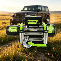 Nouvelle arrivée - Treuil électrique tout-terrain 13000 LBS, capacité de charge élevée, treuil de voiture étanche, câble en acier de 26 m, treuil de récupération