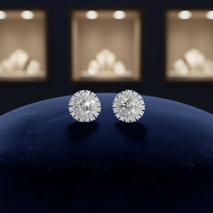 Orecchini in Oro Bianco con Diamanti Taglio Brillante Rotondo Colore G Diamanti Naturali Stile Classico Gioielli da Sposa per Donna - Product Image 2