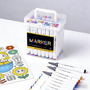 Stylos marqueurs acryliques lisses à pointe souple, séchage rapide, résistants à l'eau, étui portable pour l'art et le coloriage des enfants - Product Image 6