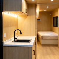 Kit de maisonnette Apple Cabin toutes saisons avec structure en acier et intérieur moderne pour chambres d'hôtes dans la cour, avec emballage d'exportation