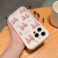 Coque antichoc en TPU rose et blanc avec motif animal en forme de nœud pour iPhone 15 Pro Max, 14 Pro, 13/12/11 – Esthétique douce et féminine