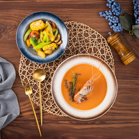 Assiette à soupe profonde en céramique émaillée de style japonais 8 pouces 10 pouces sushi mate réaction Restaurant Ménage saladier