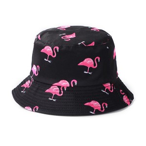 หมวกทรงถังพิมพ์ลายฟลามิงโกสำหรับผู้ใหญ่ดีไซน์ใหม่วัสดุผ้าใบผ้าไหมหมวกกีฬาขายส่งสำหรับตกปลาแบบสบายๆ - Product Image 3