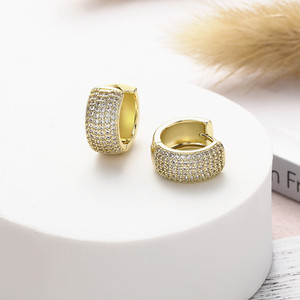 Zhenlu Jewelry Clip-on Earrings Gold <b>Silver</b> Rose Gold Micro Insert Zirconia <b>Hoop</b> Party Fashion Jewelry - Product Image 2