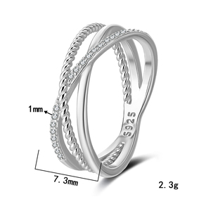 Adodo Schmuck Mode 925 Sterling Silber Mikro-Einsatz 1MM VVS GRA Moissanit Kreuz-Design Feine Funkelnde Fingerringe für Damen - Product Image 6