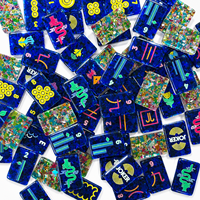 Ensemble de Mahjong de Luxe Moderne Américain, Tuiles Acryliques Multicolores Double Couche de 1,38 Pouce, 160 Pièces, Effet Laser Arc-en-ciel Vibrant, Résistant à l'Eau