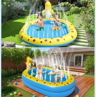 Aufblasbare Spritzmatte für Draußen Kinder-Wasserbecken Sprinkler Hai-Design