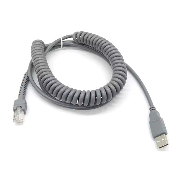 USB Cable Scanner Data Cable for Zebra Symbol Motorola Ls2208 RJ45 Coiled Extension USB Spring Cable Barcode Scanner
