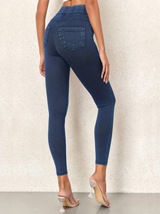 Pantalones Capri ajustados de cintura alta, pantalones cortos de mezclilla elásticos a la moda para mujer - Product Image 5