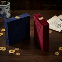 Boîte de présentation de médailles de luxe rouge et verte - Boîte cadeau pour badge - Boîte commémorative pour médailles - Boîte en papier rigide enduit faite à la main pour médailles