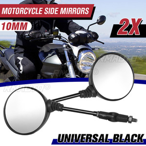 กระจกมองข้างรถจักรยานยนต์แบบกลมขนาด 10 มม. จำนวน 2 ชิ้น แบบพับได้ สำหรับ Honda/Suzuki/Yamaha/Kawasaki/BMW - Product Image 1