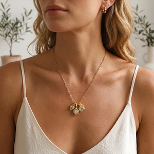Collana con Ciondolo a Goccia Irregolare Rotondo o Quadrato in Stile Europeo e Americano, Placcata in Oro 18K, Gioielli in Acciaio Inossidabile - Product Image 3