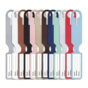 Étiquette de bagage en PVC, couleur unie, imperméable, ultralégère, personnalisable avec nom, adresse, téléphone, identificateur de voyage, minimalisme urbain tendance - Product Image 1