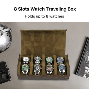 Caja de Reloj de Cuero Genuino Hecha a Mano, 8 Ranuras, Estilo Vintage, Cuero Crazy Horse, Estuche de Almacenamiento para Relojes Mecánicos, Portátil - Product Image 6